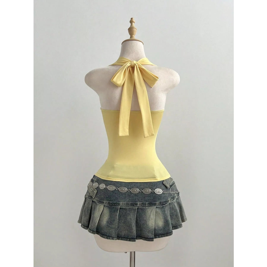 Lace Detail Halter Neck Cami Apparel and Accessories