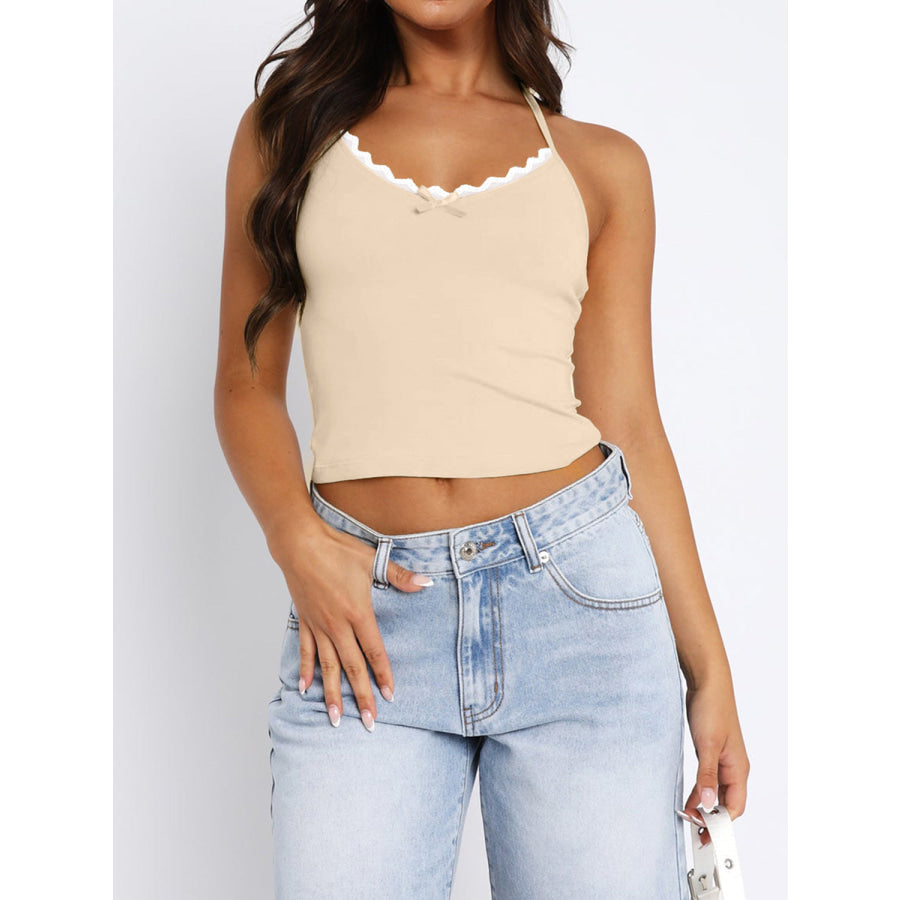 Lace Detail Halter Neck Cami Apparel and Accessories