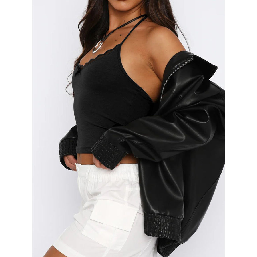 Lace Detail Halter Neck Cami Apparel and Accessories