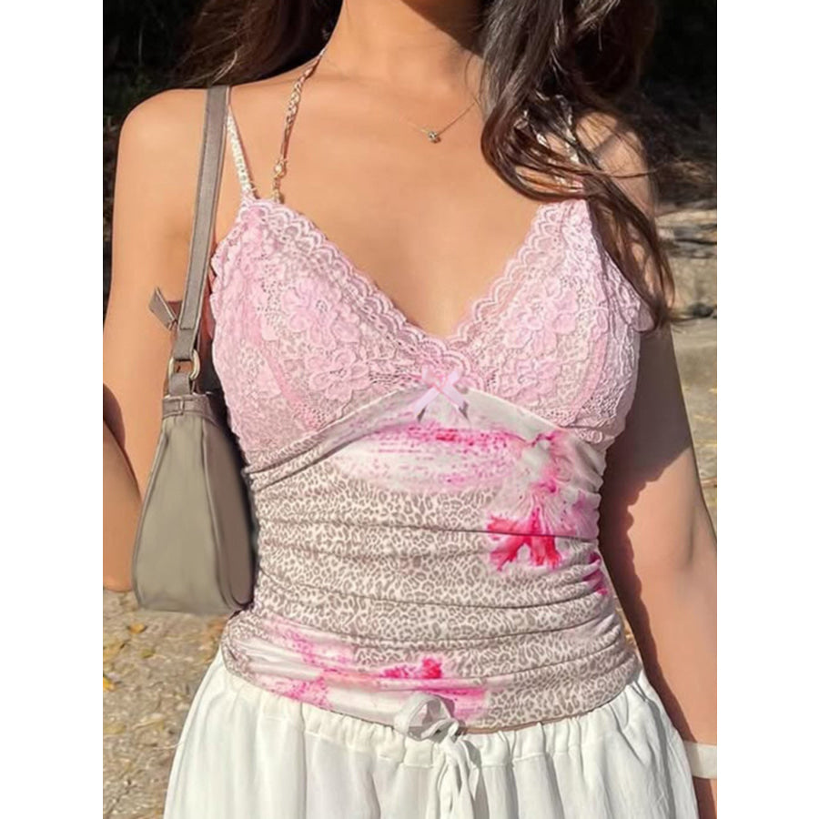 Lace Detail Leopard Cami Apparel and Accessories