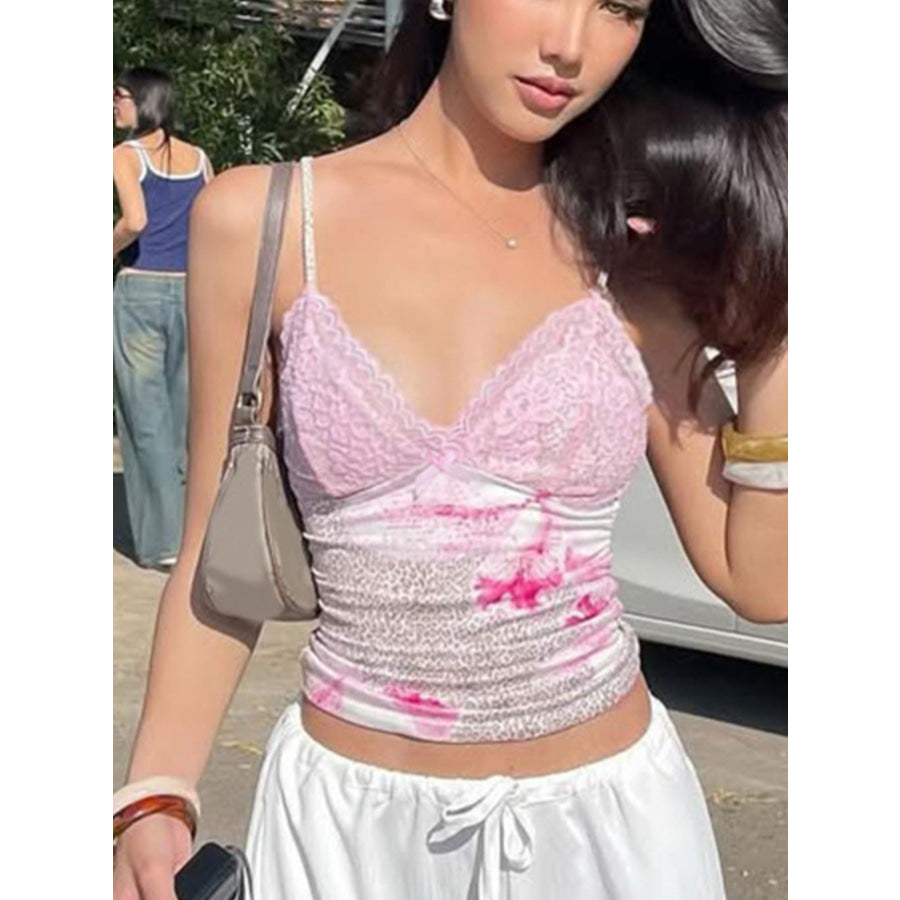 Lace Detail Leopard Cami Apparel and Accessories