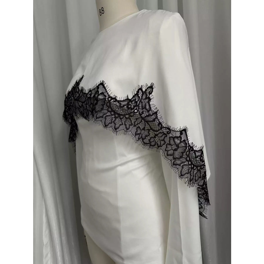 Lace Detail Long Sleeve Blouse Apparel and Accessories