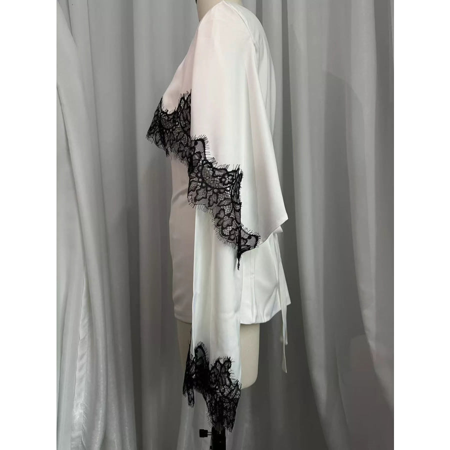 Lace Detail Long Sleeve Blouse Apparel and Accessories