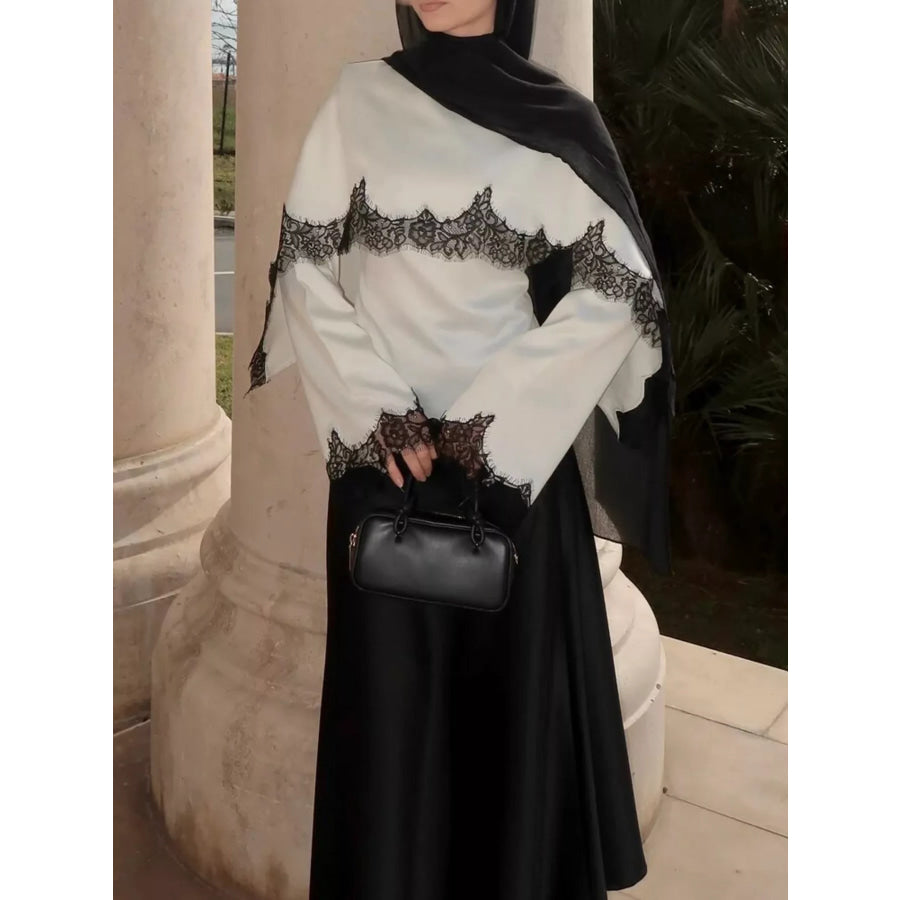 Lace Detail Long Sleeve Blouse Apparel and Accessories