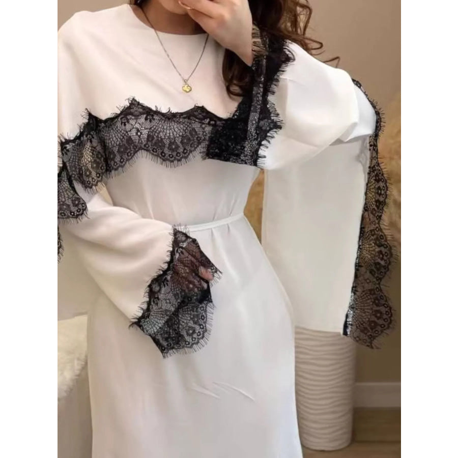 Lace Detail Long Sleeve Maxi Dress Apparel and Accessories