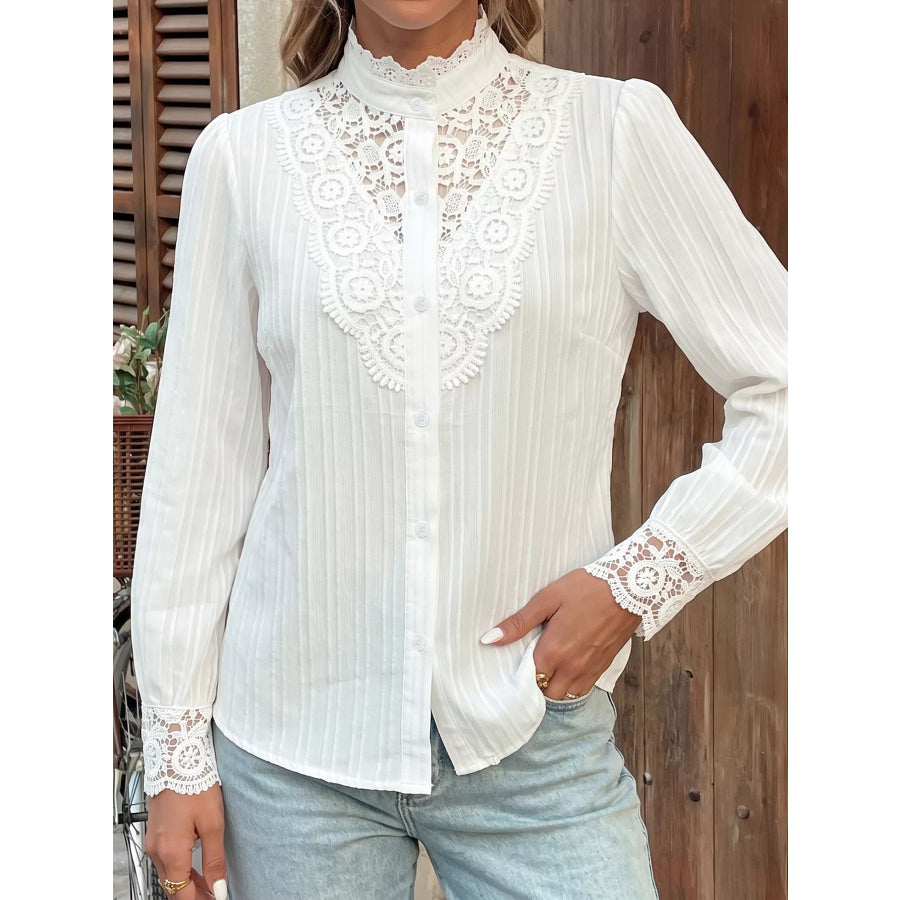 Lace Detail Long Sleeve Shirt Apparel and Accessories