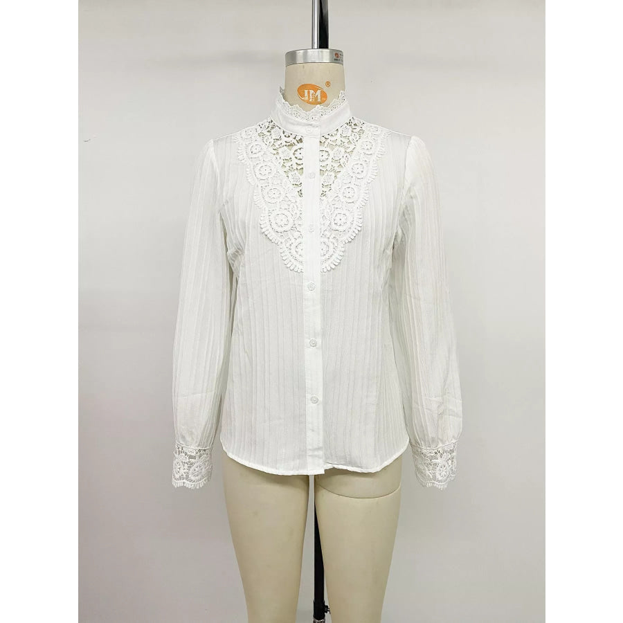 Lace Detail Long Sleeve Shirt Apparel and Accessories