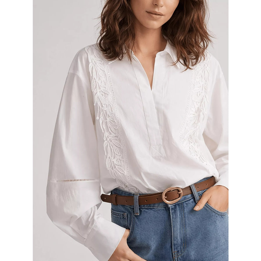 Lace Detail Long Sleeve Shirt Apparel and Accessories