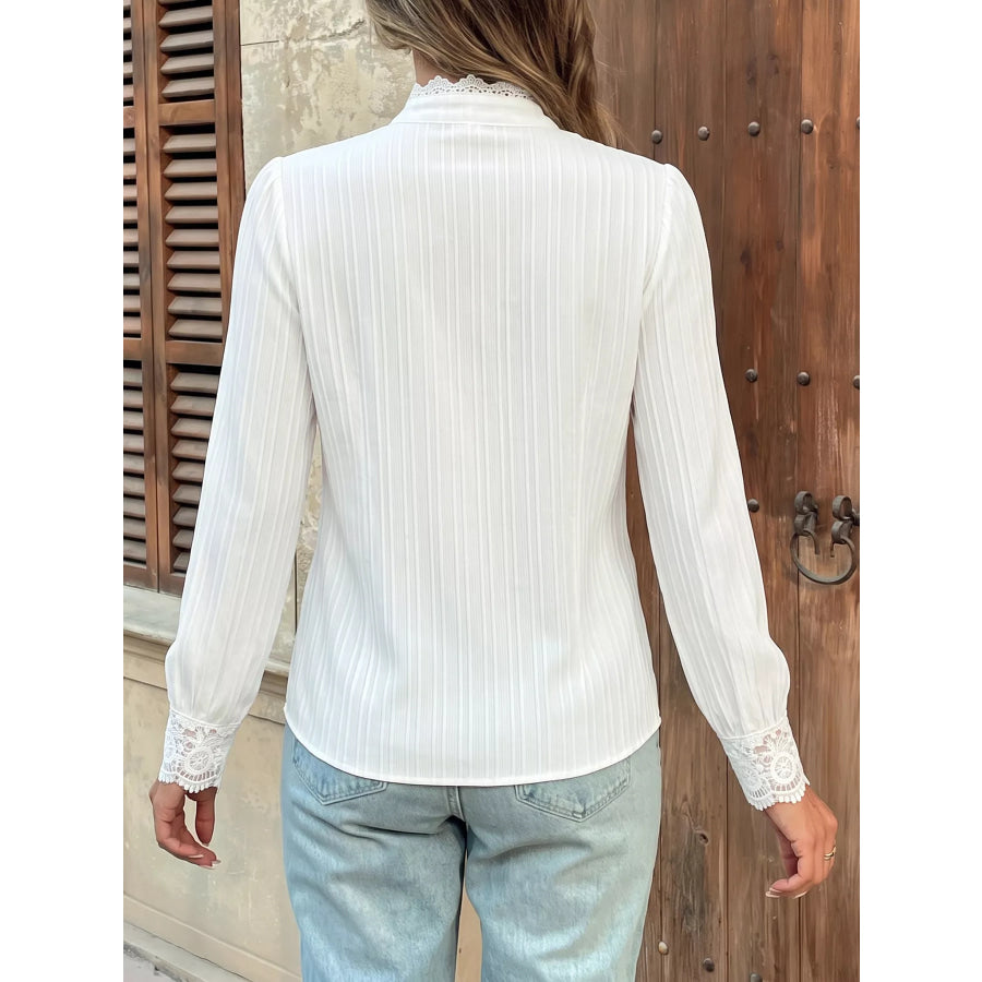 Lace Detail Long Sleeve Shirt Apparel and Accessories