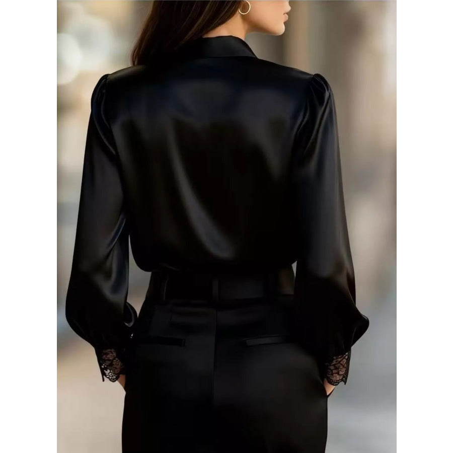 Lace Detail Long Sleeve Shirt Apparel and Accessories