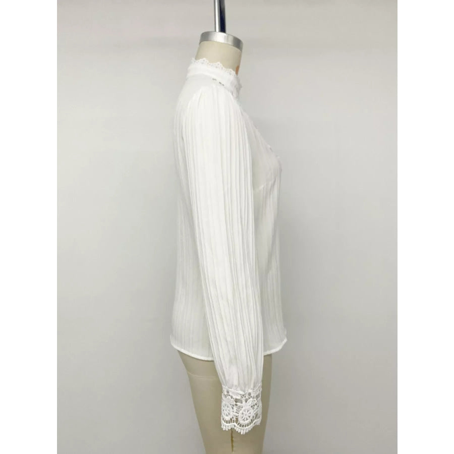 Lace Detail Long Sleeve Shirt Apparel and Accessories
