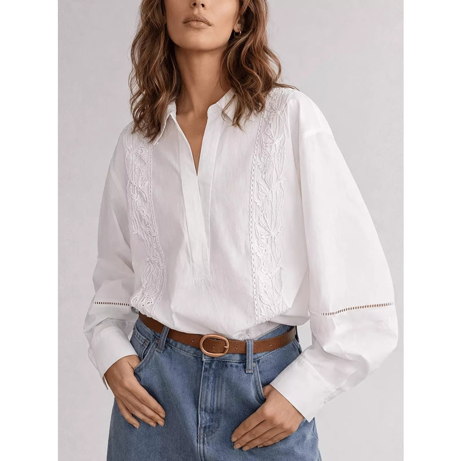 Lace Detail Long Sleeve Shirt Apparel and Accessories