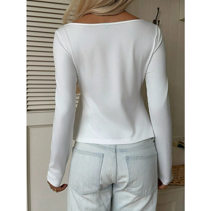 Lace Detail Long Sleeve T-Shirt Apparel and Accessories