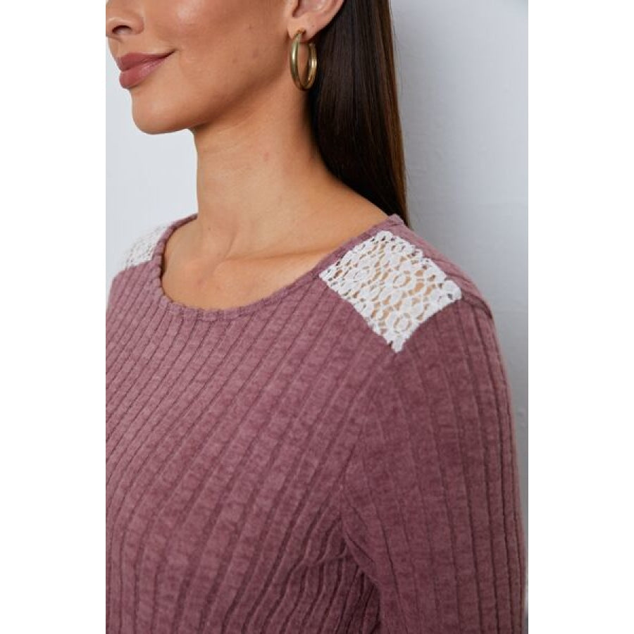 Lace Detail Long Sleeve T-Shirt Clothing