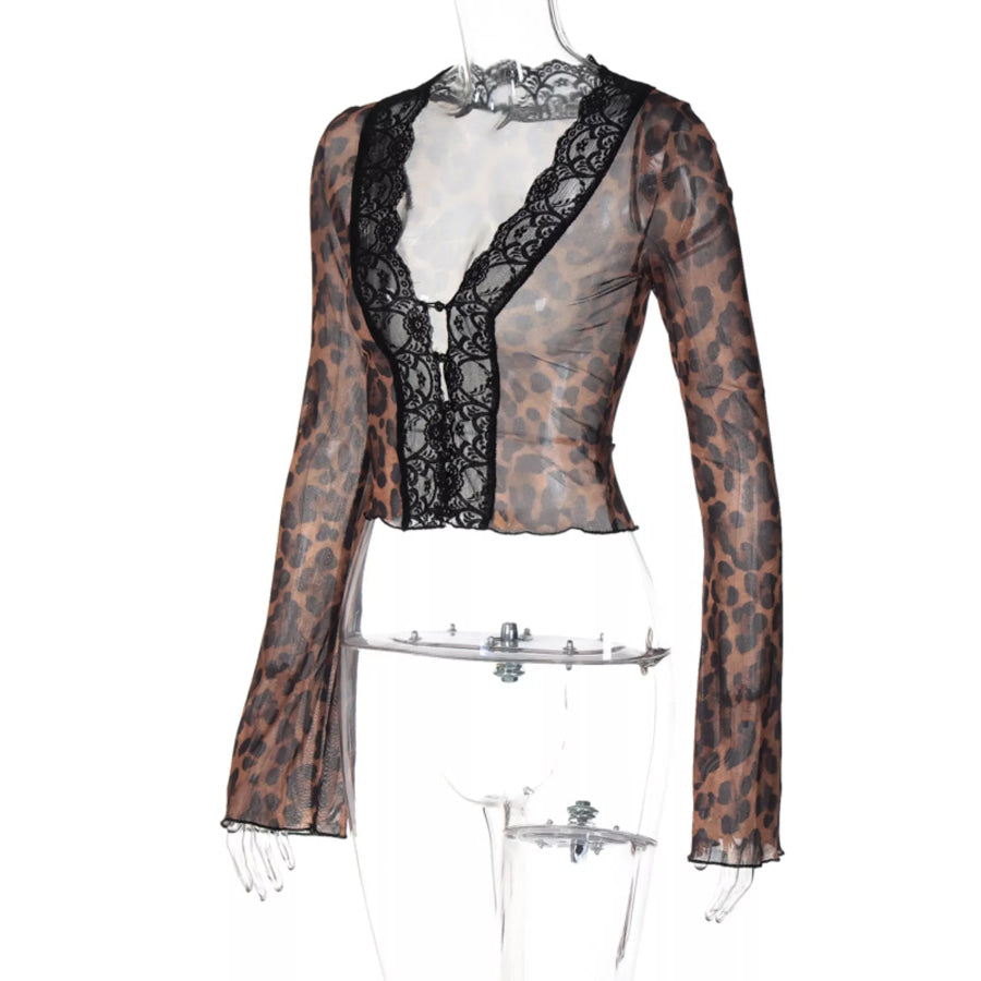 Lace Detail Long Sleeve Top Apparel and Accessories