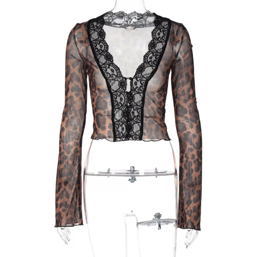 Lace Detail Long Sleeve Top Apparel and Accessories