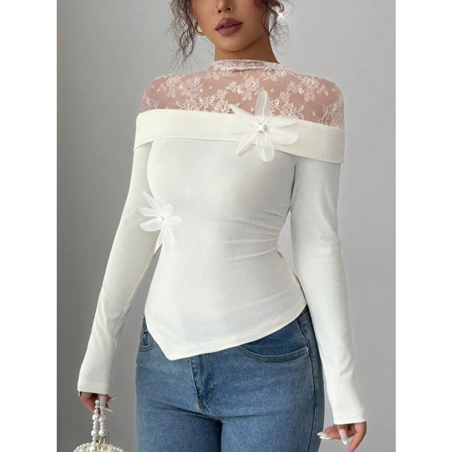Lace Detail Long Sleeve Top Apparel and Accessories
