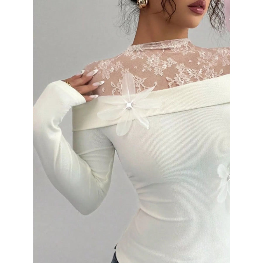 Lace Detail Long Sleeve Top Apparel and Accessories