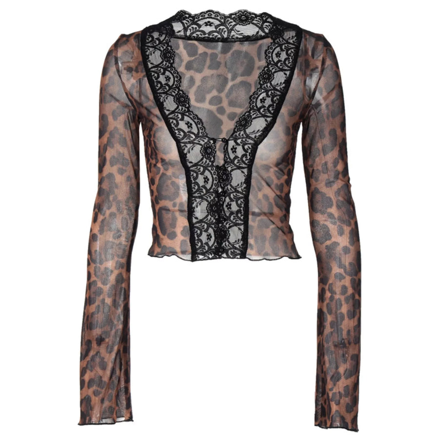 Lace Detail Long Sleeve Top Apparel and Accessories