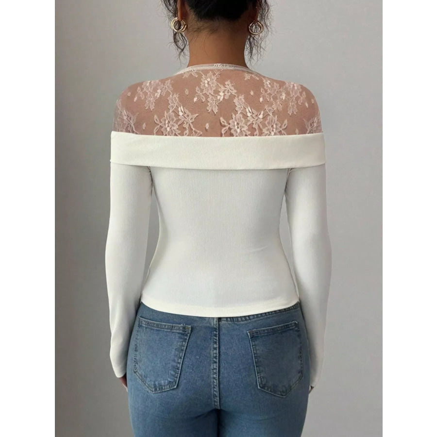 Lace Detail Long Sleeve Top Apparel and Accessories