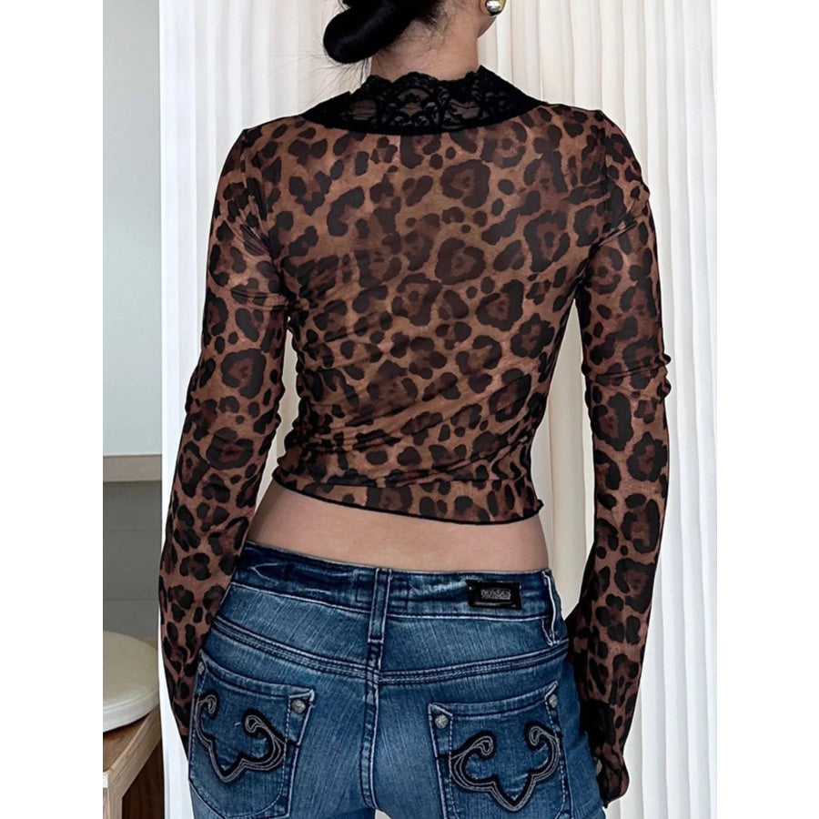 Lace Detail Long Sleeve Top Apparel and Accessories