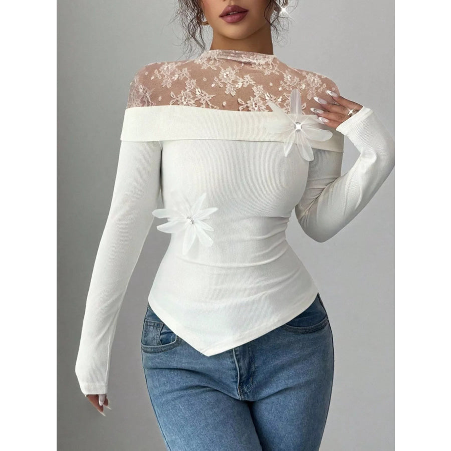 Lace Detail Long Sleeve Top Apparel and Accessories