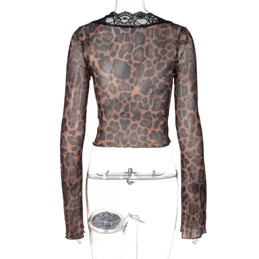 Lace Detail Long Sleeve Top Apparel and Accessories
