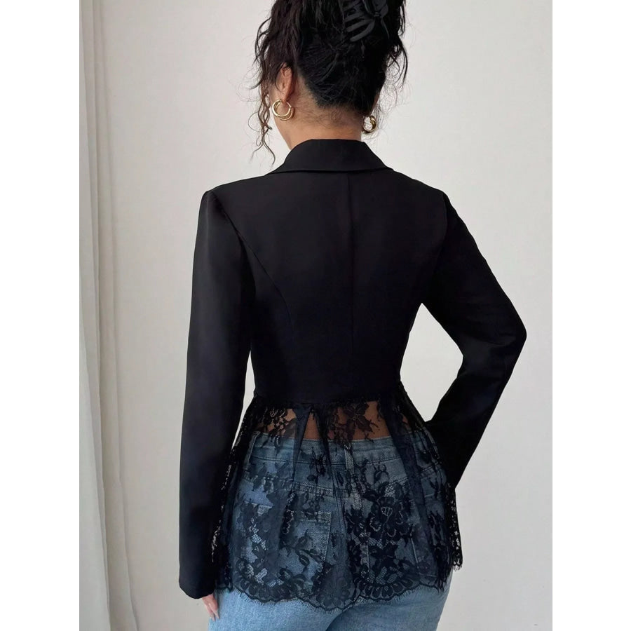 Lace Detail One Button Blazer Apparel and Accessories