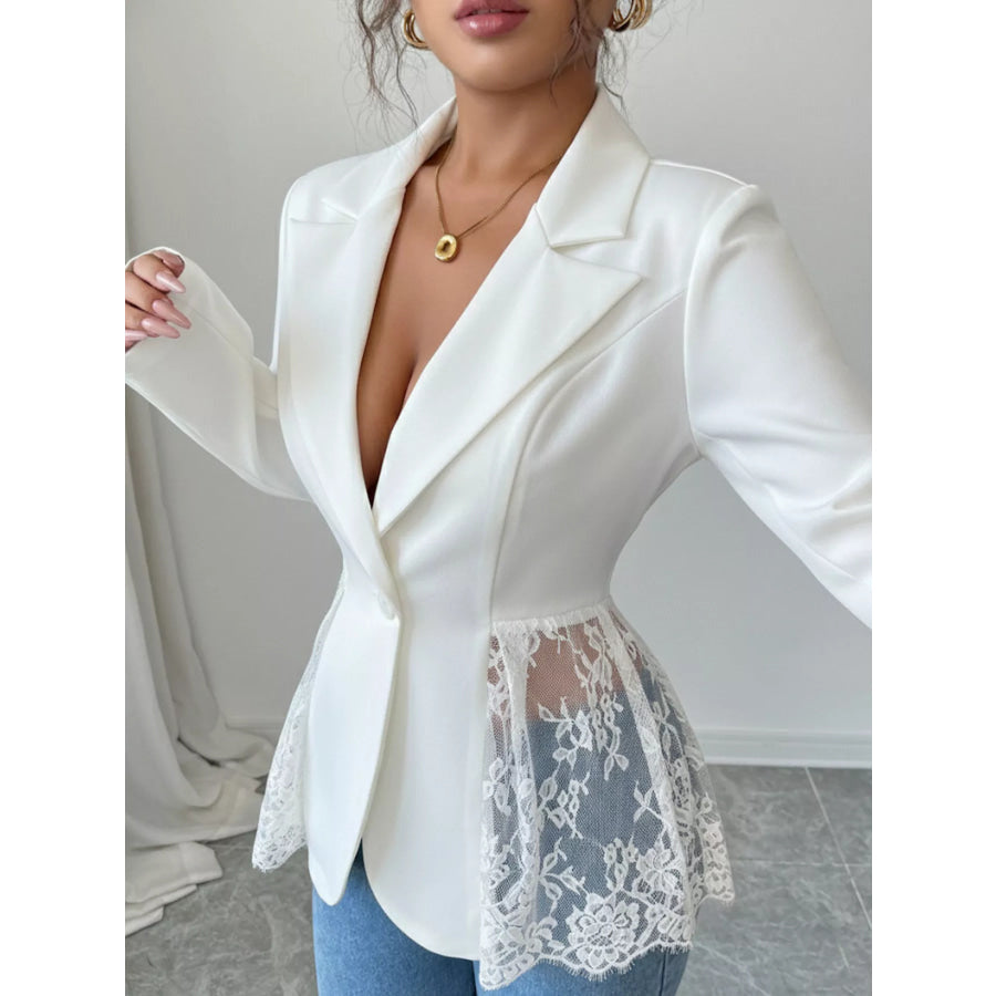 Lace Detail One Button Blazer Apparel and Accessories