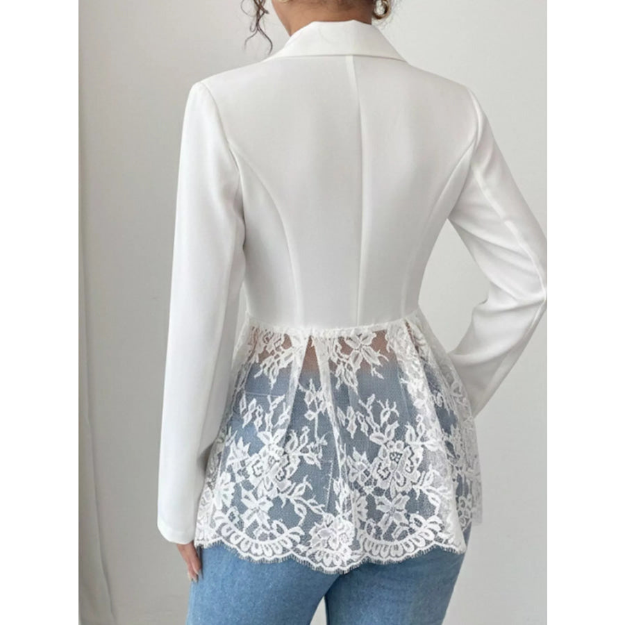 Lace Detail One Button Blazer Apparel and Accessories