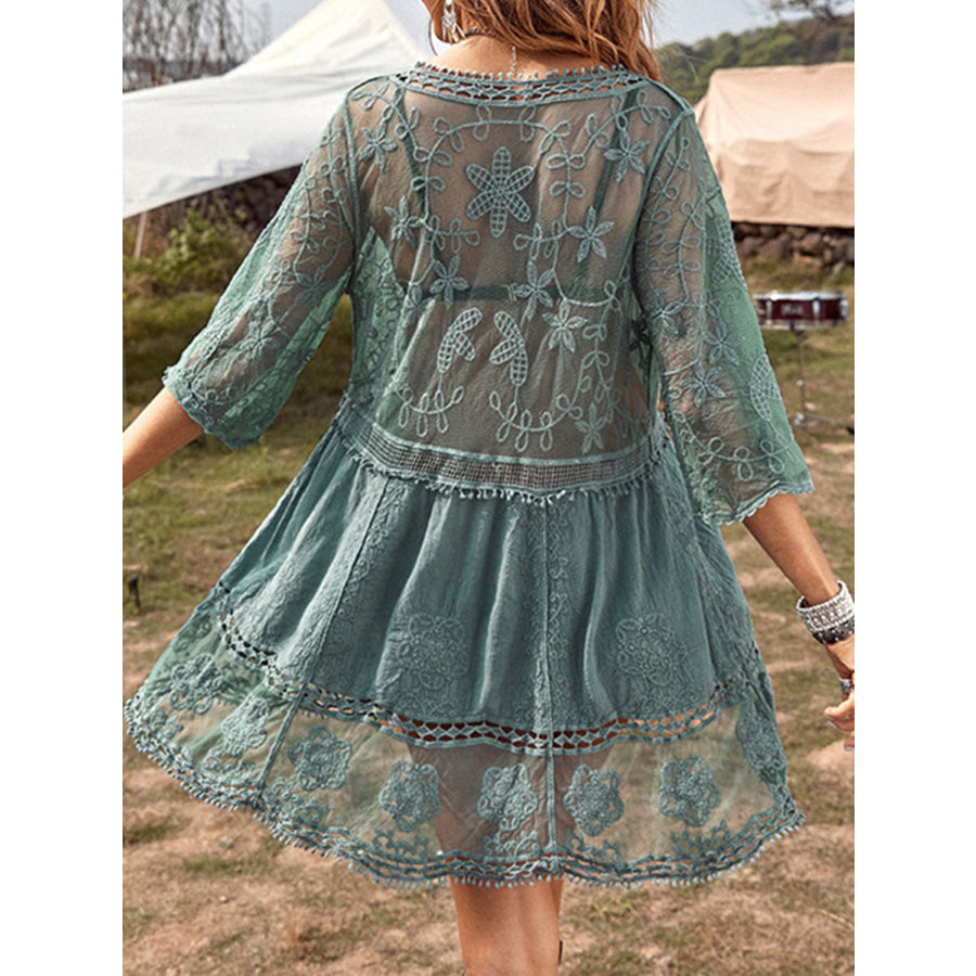 Lace Detail Plunge Cover - Up Dress Apparel and Accessories