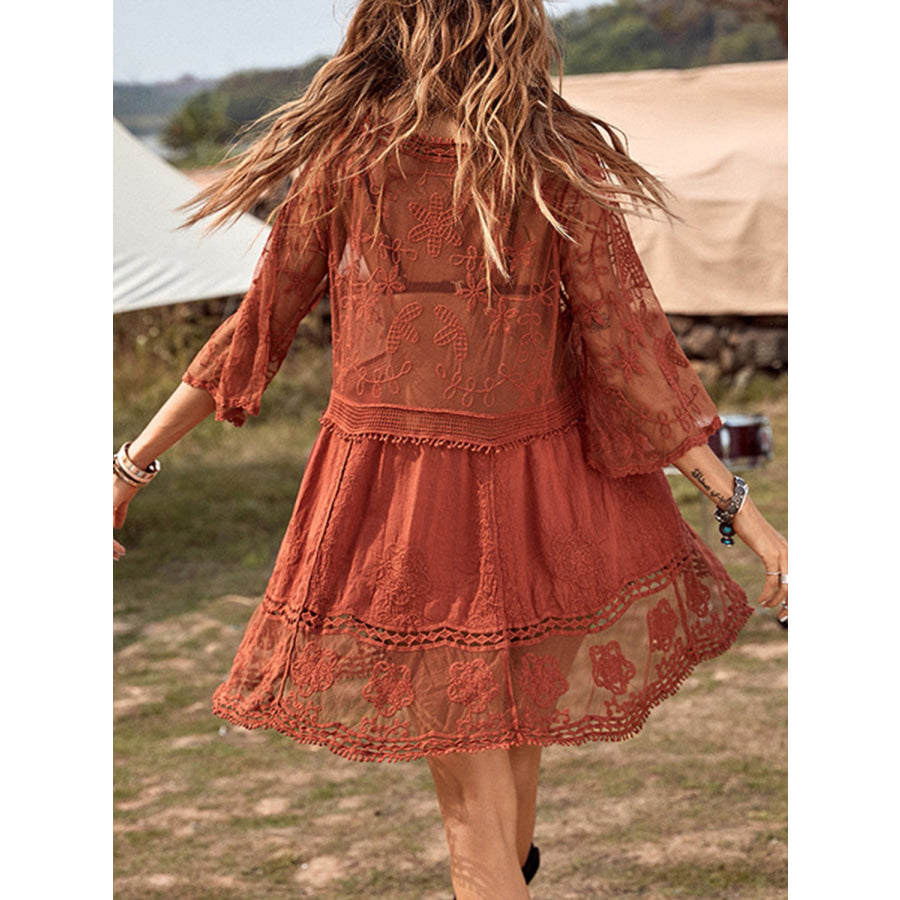 Lace Detail Plunge Cover - Up Dress Apparel and Accessories