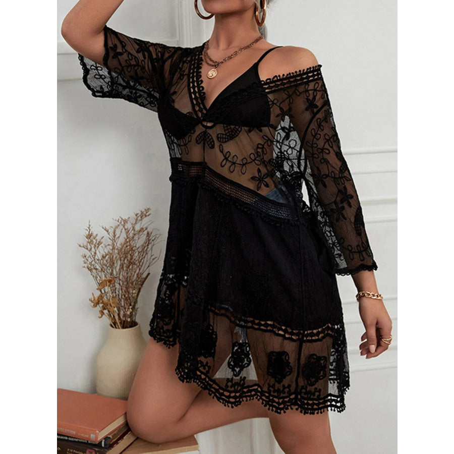 Lace Detail Plunge Cover - Up Dress Apparel and Accessories