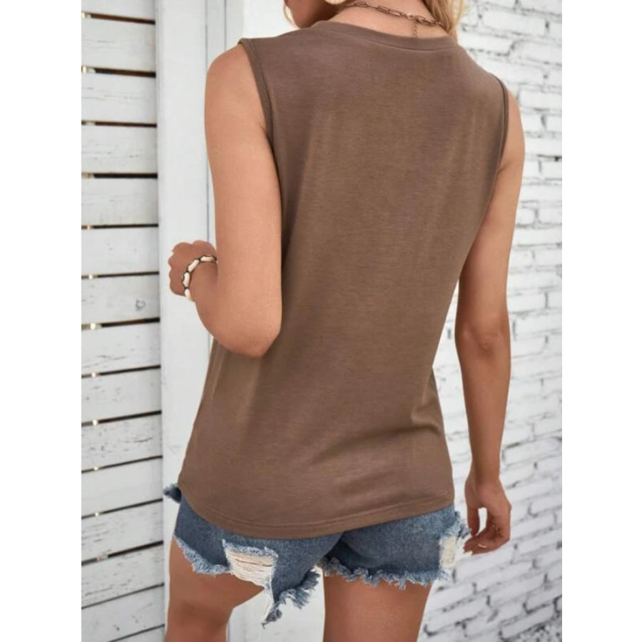 Lace Detail Round Neck Tank Apparel and Accessories