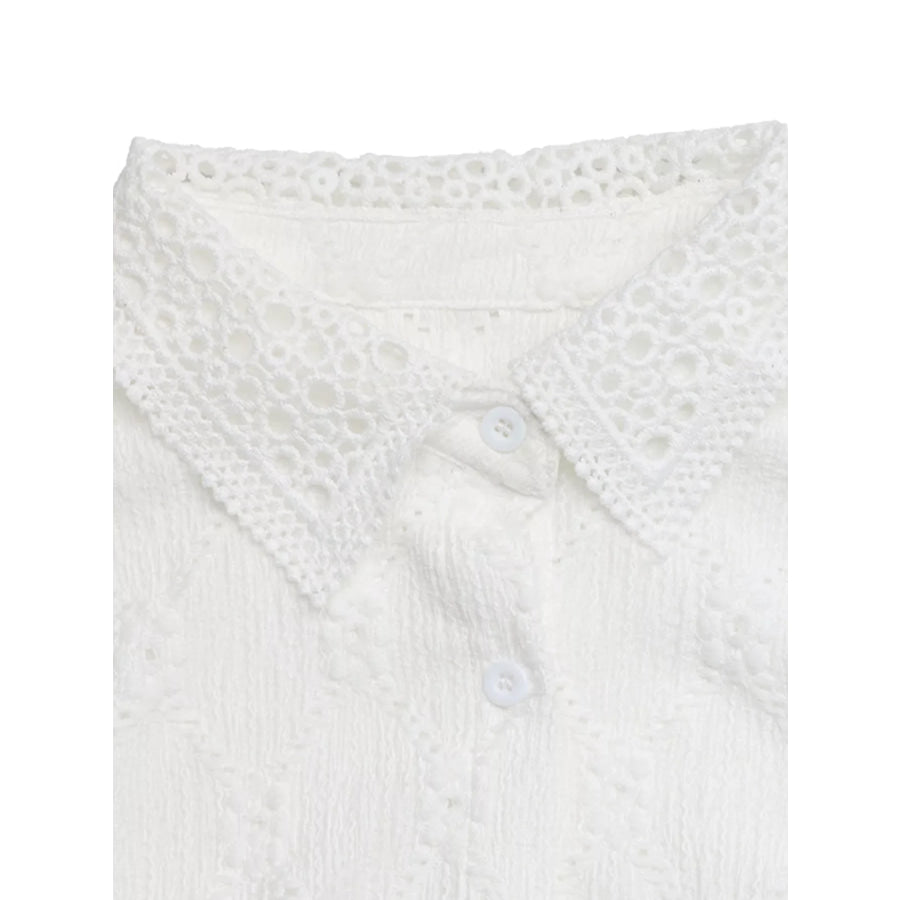 Lace Detail Ruffle Sleeve Button Up Shirt Apparel and Accessories