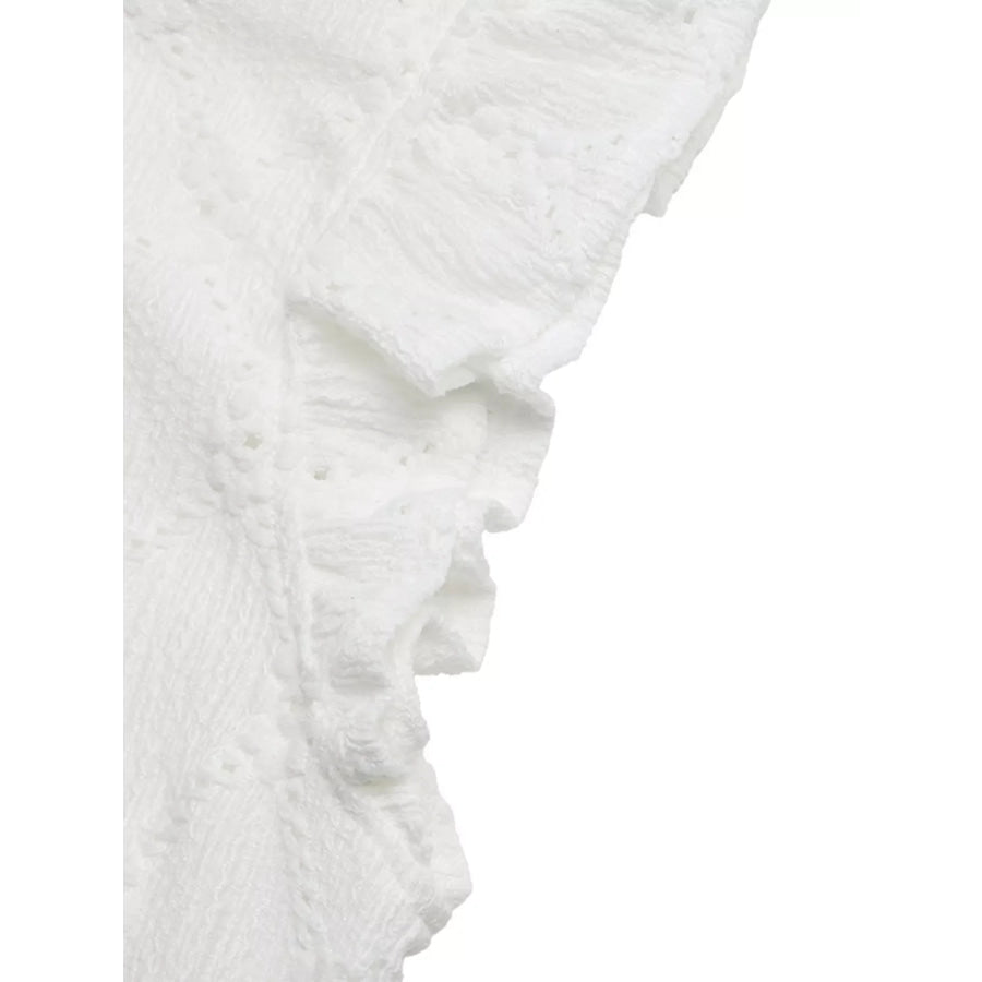 Lace Detail Ruffle Sleeve Button Up Shirt Apparel and Accessories