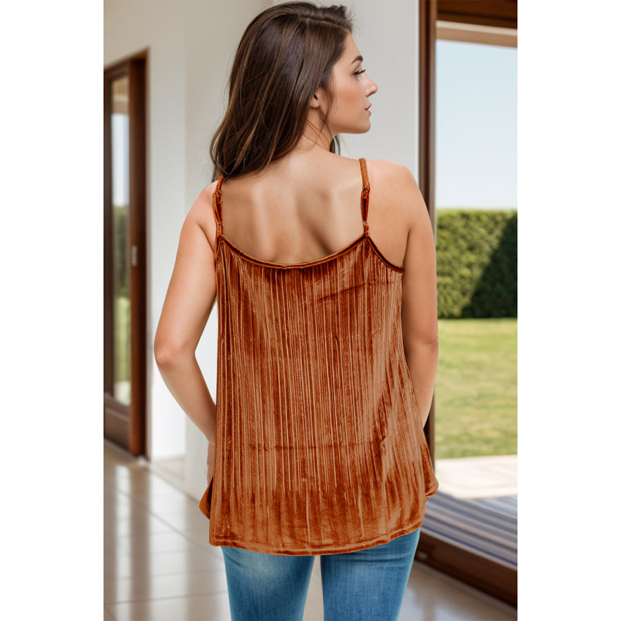 Lace Detail Scoop Neck Cami Terracotta / S Apparel and Accessories