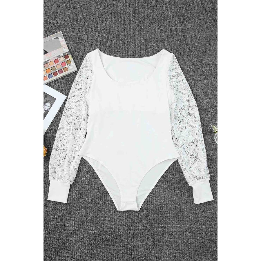 Lace Detail Scoop Neck Long Sleeve Bodysuit