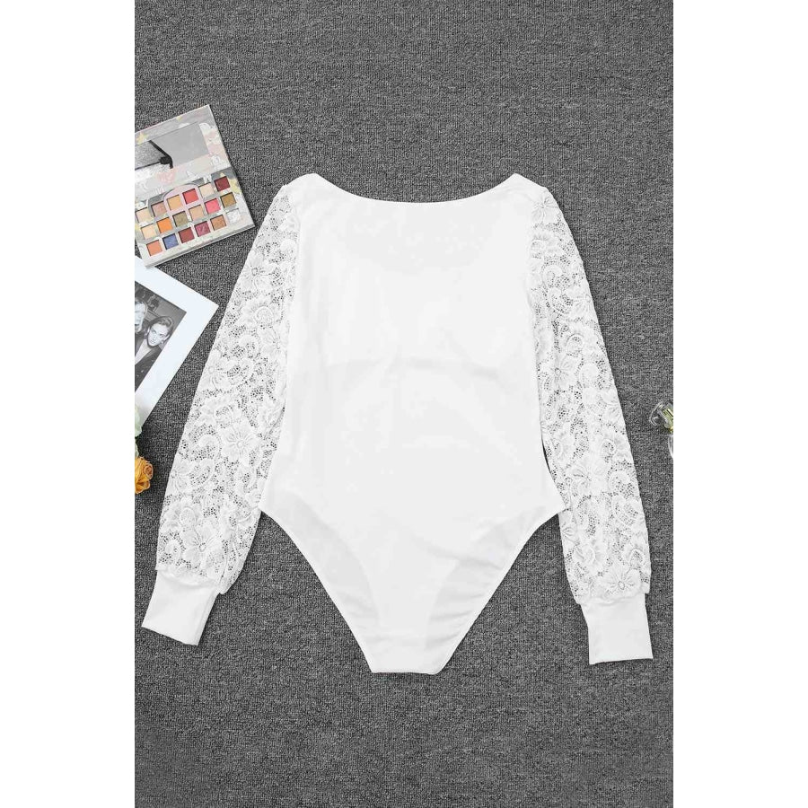 Lace Detail Scoop Neck Long Sleeve Bodysuit