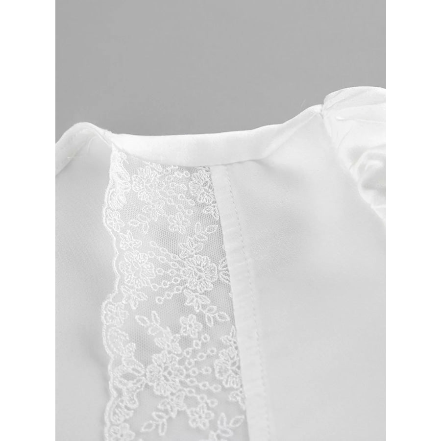 Lace Detail Short Sleeve Top and Skirt Set Apparel and Accessories