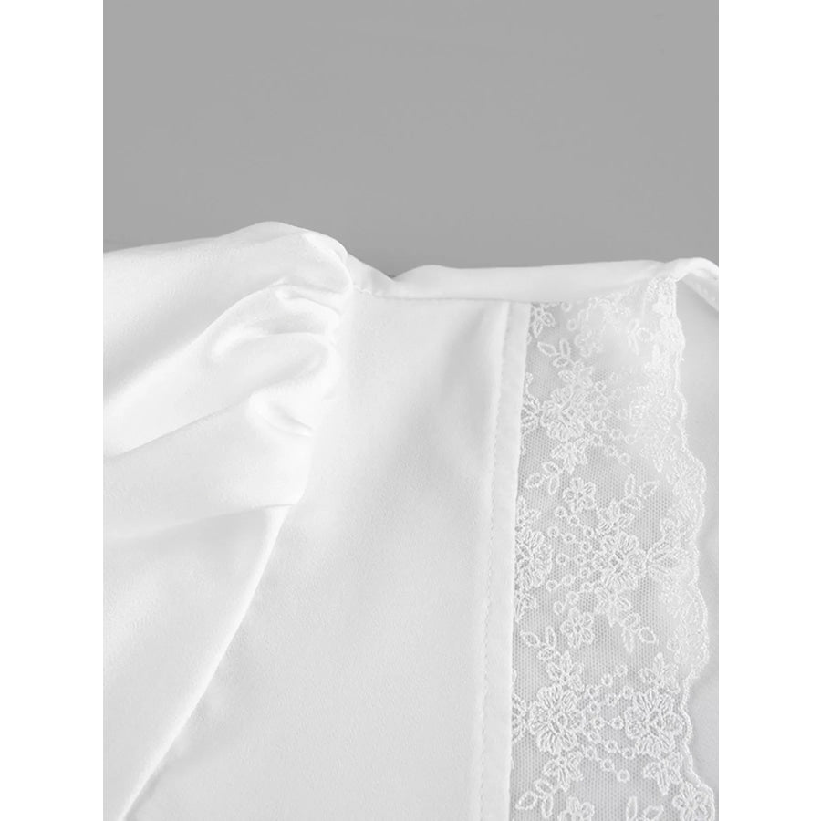 Lace Detail Short Sleeve Top and Skirt Set Apparel and Accessories