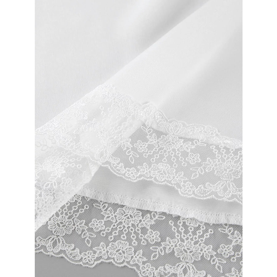 Lace Detail Short Sleeve Top and Skirt Set Apparel and Accessories