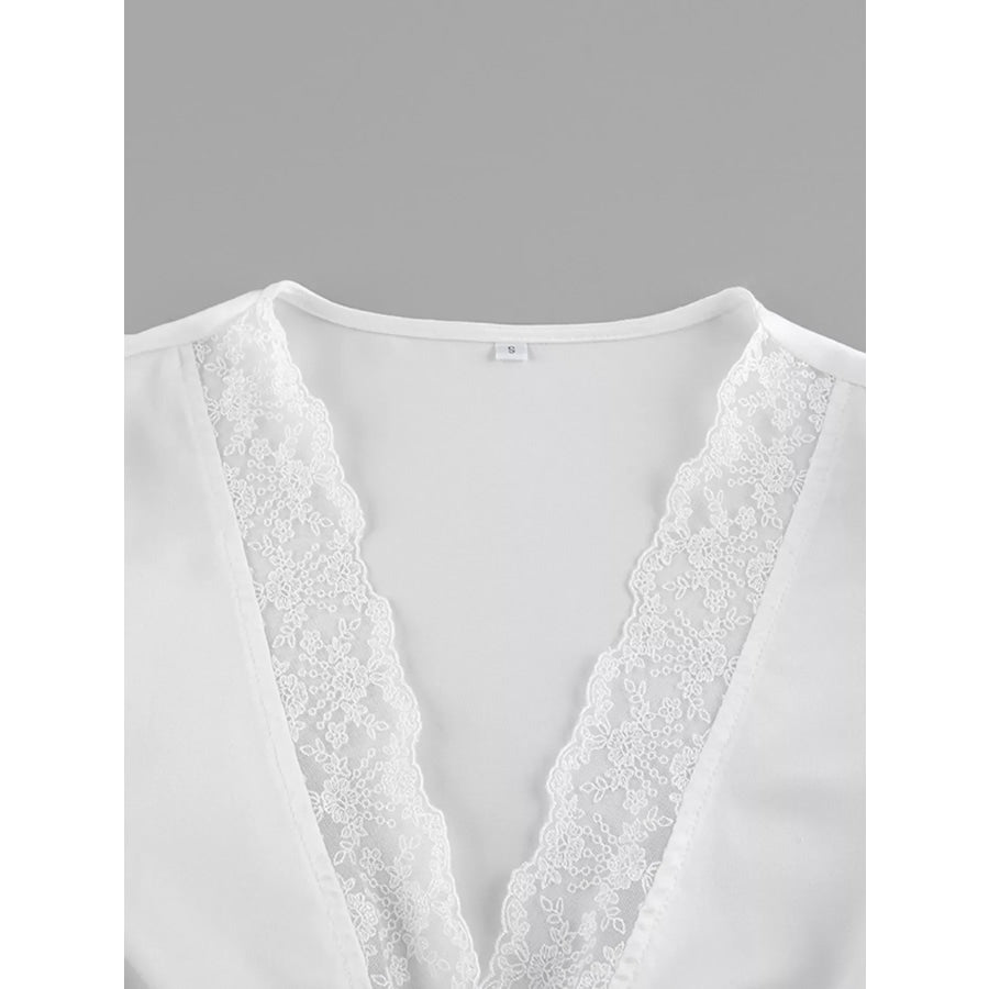 Lace Detail Short Sleeve Top and Skirt Set Apparel and Accessories