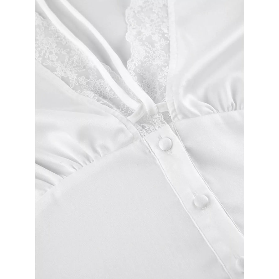 Lace Detail Short Sleeve Top and Skirt Set Apparel and Accessories