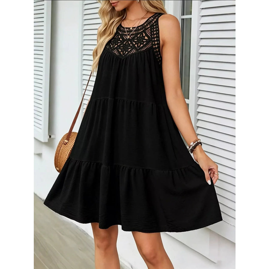 Lace Detail Sleeveless Dress Black / One Size Apparel and Accessories