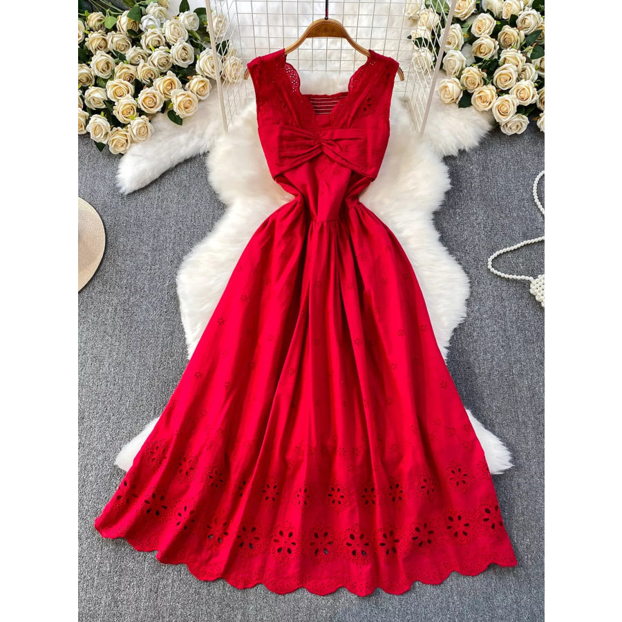 Lace Detail Sleeveless Dress Red / One Size Apparel and Accessories