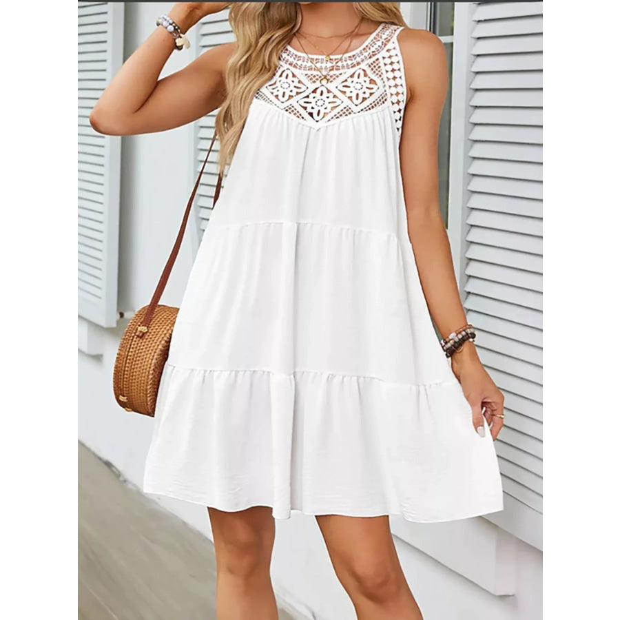Lace Detail Sleeveless Dress White / One Size Apparel and Accessories