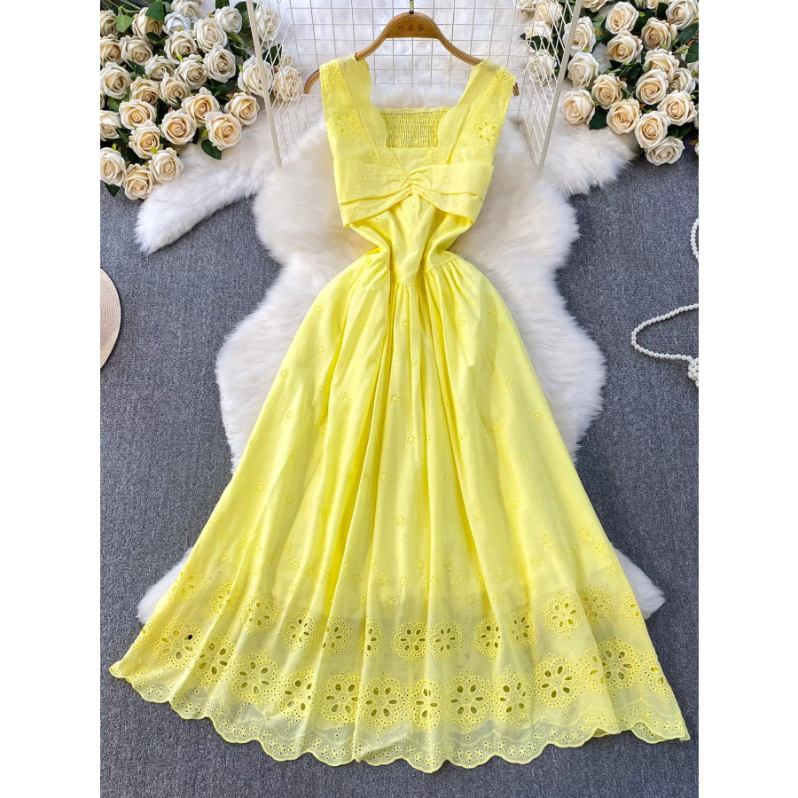 Lace Detail Sleeveless Dress Yellow / One Size Apparel and Accessories