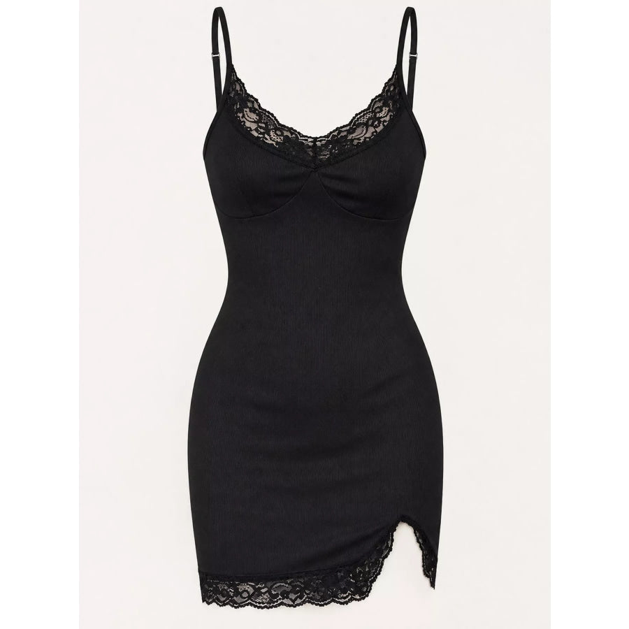Lace Detail Spaghetti Strap Mini Dress Apparel and Accessories