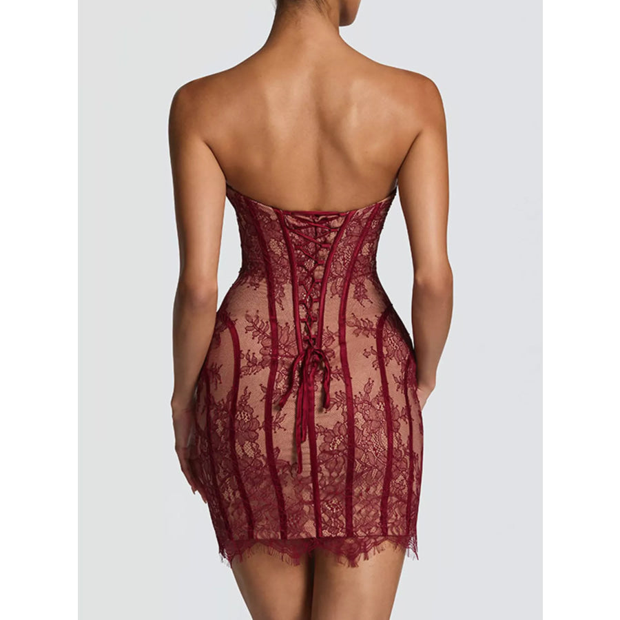 Lace Detail Tube Mini Dress Apparel and Accessories